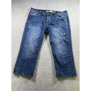 Hydraulic Jeans Womens 18 Capri Cropped Distressed Denim Stretch Embroidered Pan